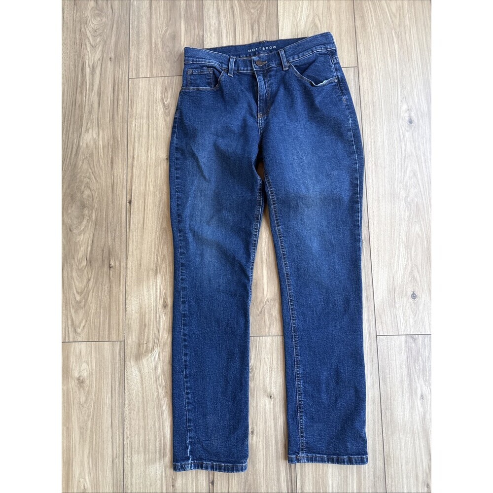 Mott & Bow Jeans Women 28 28X30 Blue Ridge Boyfriend Slim Straight Mid Rise Dark
